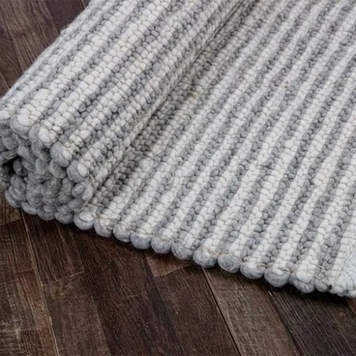 Χειροποίητο Πλεκτό Χαλί Stone, 1002c Stripes White-Grey