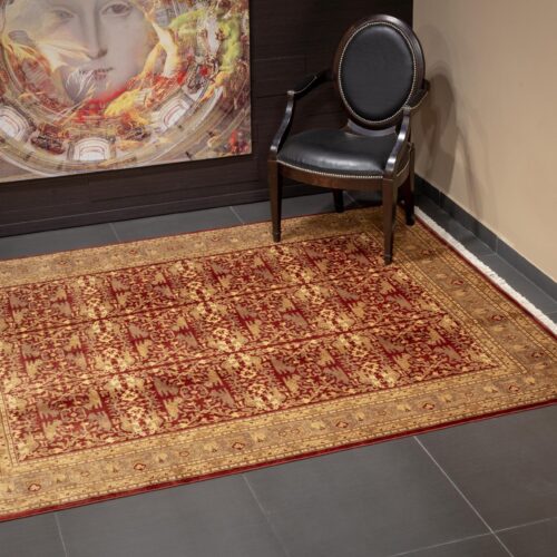 Antique Classic Rug, Agra Hunting Red/Beige