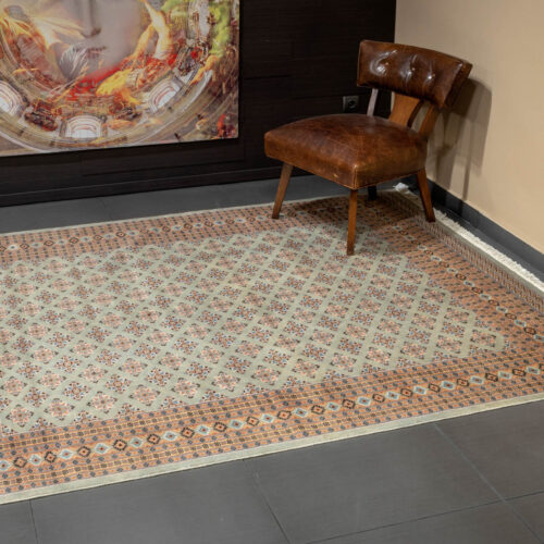 Geometrical Jaaldar rugs, L.Green/Beige