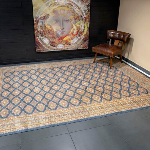 Geometrical Jaaldar rugs, Grey/Beige