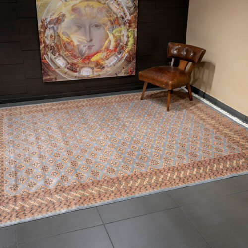 Geometrical Jaaldar rugs, L.Grey/Beige