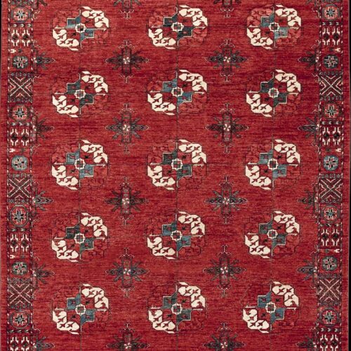 Geometrical Bouchara rugs, Afghan Bouchara Tekke Red