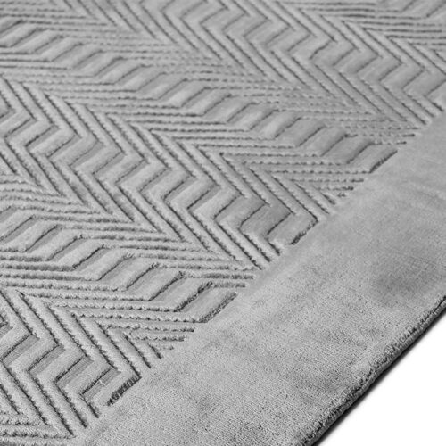 Modern Rug, Smooth Carved Silver