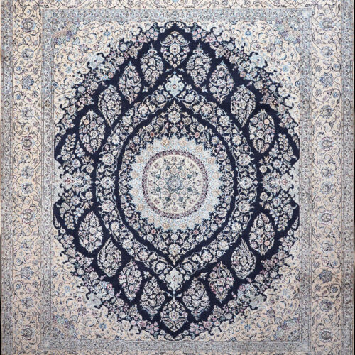 Persian classic rugs, Nain 6LA Medallion Blue