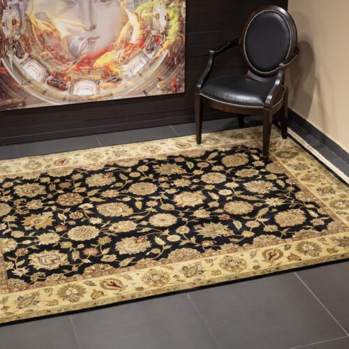 Sultanabad classic rugs, QNQ-3 Ebony/Lt.Gold