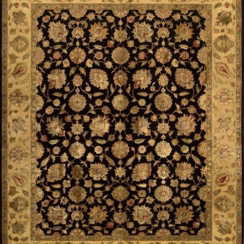 Classic Pure Silk Rug, ASL-2 Ebony/Gold