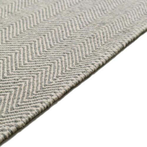 Modern Handmade kilim, Herringbone Grey/White