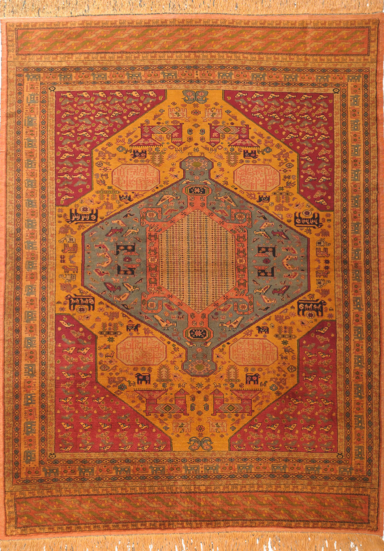 Classic Pure Silk Rug, Turkmenian