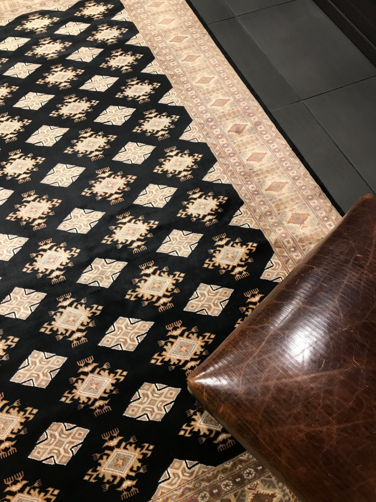 Geometrical Jaaldar rugs, Jaaldar Black/Beige