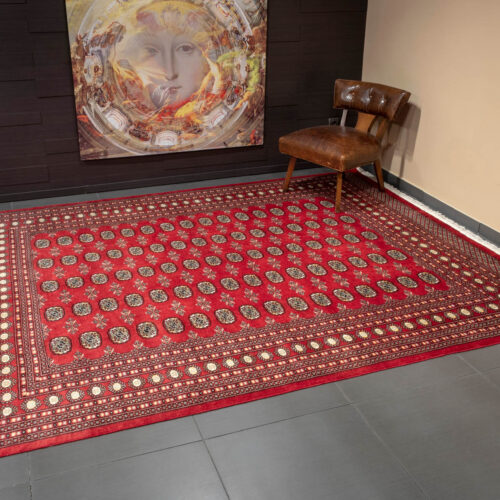 Γεωμετρικά Χαλιά Bouchara, Wool/Silk Mori Red