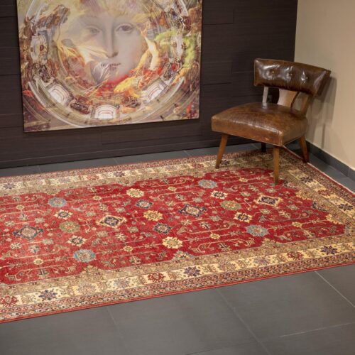 Geometrical Kazak rugs, Kazak Royal Red/Beige