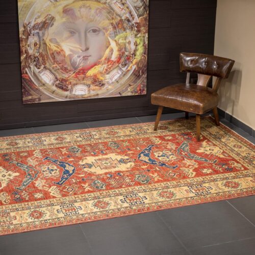 Geometrical Kazak rugs, Kazak Royal Orange/Beige