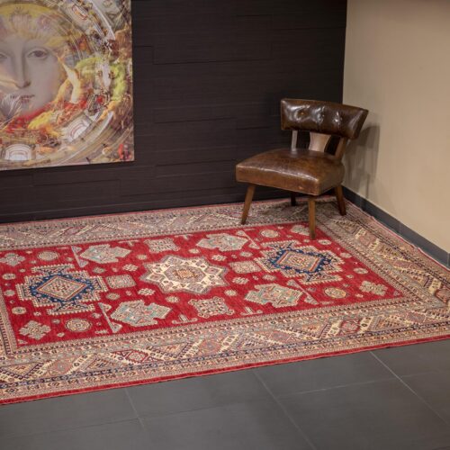 Geometrical Kazak rugs, Kazak Royal Red/Beige