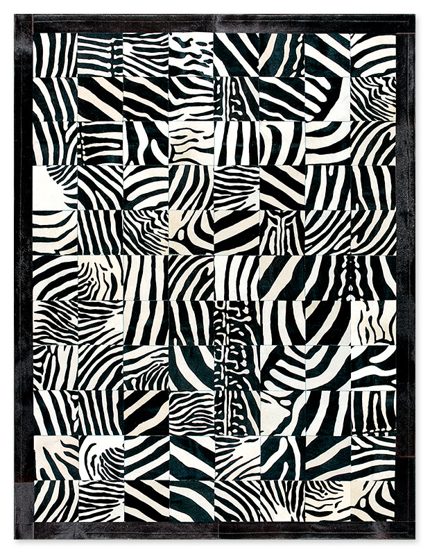 Leather Rug, Skin Rug Panel (20) Zebra/Black border