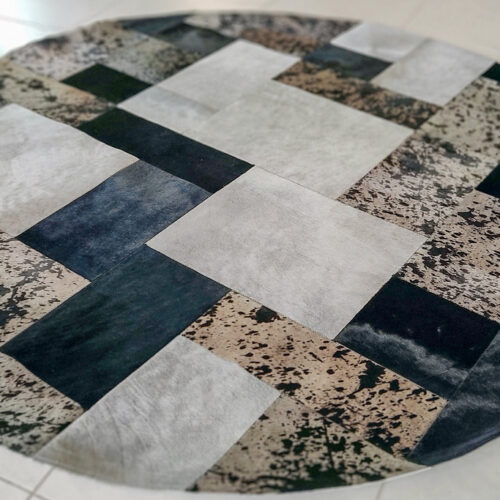 Skin Rug Nomad Round White Tips/Black
