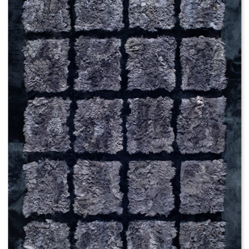 Toscana Fur Rug Squares Grey/Black