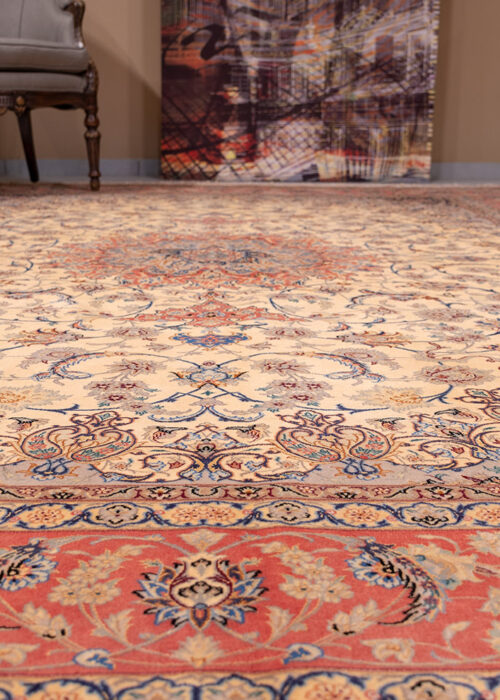 Persian classic rugs, Esfahan Medallion Beige/Rust