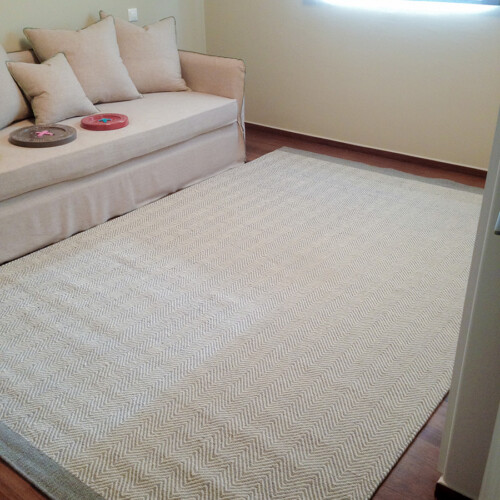 Modern Handmade kilim, Herringbone Grey/White