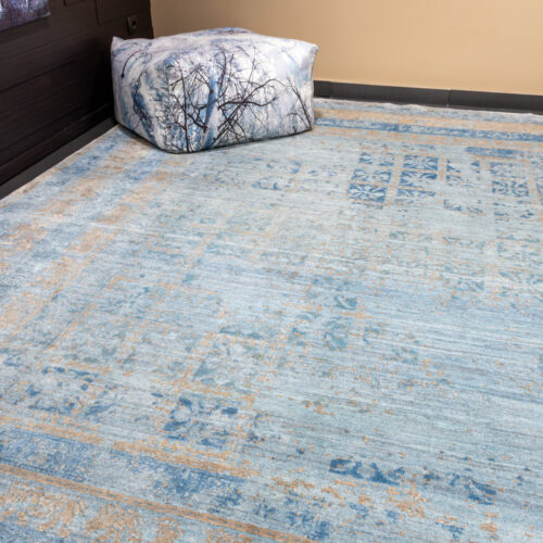 Aurora modern rug, 2073 Erased Turquoise-Beige